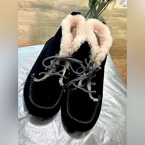 Black Suede Ankle Boots with Fur Lining